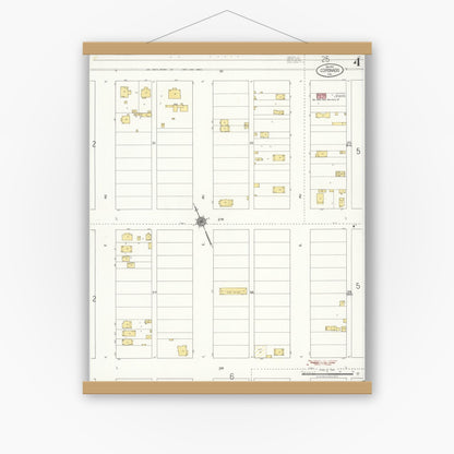 Old map wall art mockup — magnetic wood frame on white wall — Sanborn Fire Insurance Map from Coronado, San Diego County, California (1921), Sheet #0004