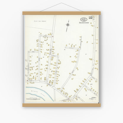 Old map wall art mockup — magnetic wood frame on white wall — Sanborn Fire Insurance Map from Athol, Worcester County, Massachusetts (1917), Sheet #0022