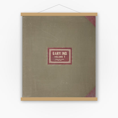 Old map wall art mockup — magnetic wood frame on white wall — Sanborn Fire Insurance Map from Gary, Lake County, Indiana (1951), Sheet #0001