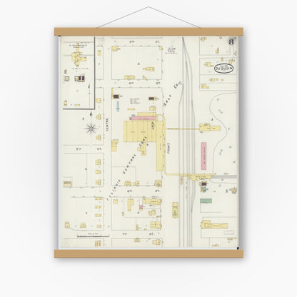 Old map wall art mockup — magnetic wood frame on white wall — Sanborn Fire Insurance Map from Du Quoin, Perry County, Illinois (1894), Sheet #0008
