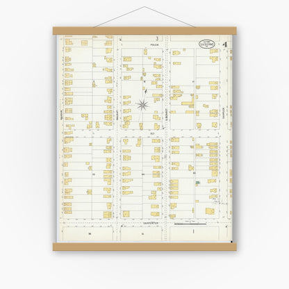 Old map wall art mockup — magnetic wood frame on white wall — Sanborn Fire Insurance Map from Luzerne, Luzerne County, Pennsylvania (1903), Sheet #0004