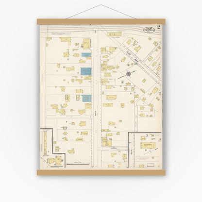 Old map wall art mockup — magnetic wood frame on white wall — Sanborn Fire Insurance Map from Centerville, Alameda County, California (1913), Sheet #0002