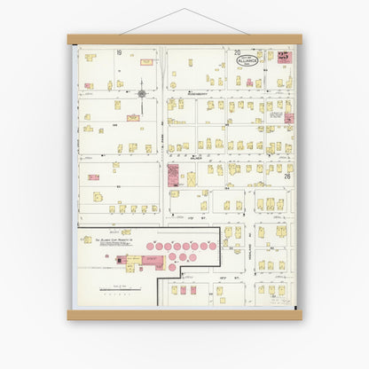 Old map wall art mockup — magnetic wood frame on white wall — Sanborn Fire Insurance Map from Alliance, Stark County, Ohio (1911), Sheet #0025
