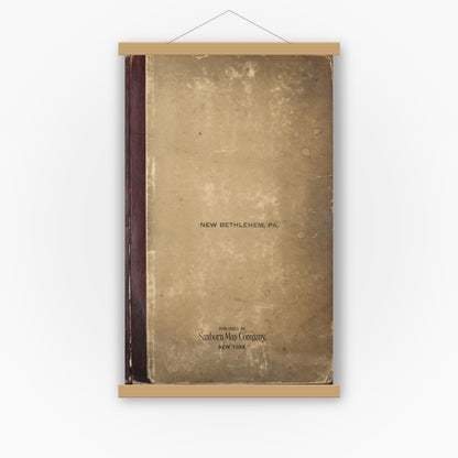 Old map wall art mockup — magnetic wood frame on white wall — Sanborn Fire Insurance Map from New Bethlehem, Clarion County, Pennsylvania (1948), Sheet #0001