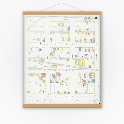 Old map wall art mockup — magnetic wood frame on white wall — Sanborn Fire Insurance Map from Shakopee, Scott County, Minnesota (1902), Sheet #0002