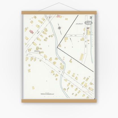 Old map wall art mockup — magnetic wood frame on white wall — Sanborn Fire Insurance Map from Forestville, Chautauqua County, New York (1912), Sheet #0003