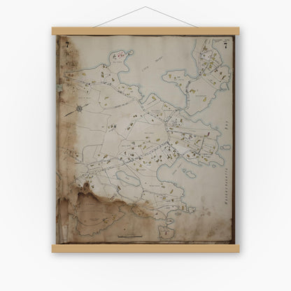 Old map wall art mockup — magnetic wood frame on white wall — Sanborn Fire Insurance Map from Cohasset, Norfolk County, Massachusetts (1963), Sheet #0007