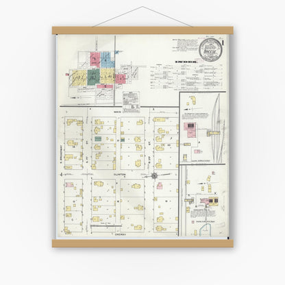 Old map wall art mockup — magnetic wood frame on white wall — Sanborn Fire Insurance Map from Breese, Clinton County, Illinois (1909) - Complete Map Set
