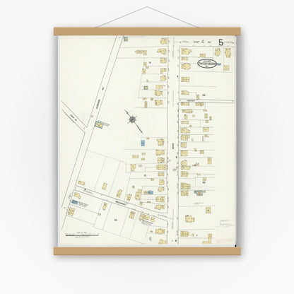 Old map wall art mockup — magnetic wood frame on white wall — Sanborn Fire Insurance Map from Swedesboro, Gloucester County, New Jersey (1920), Sheet #0005