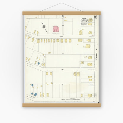 Old map wall art mockup — magnetic wood frame on white wall — Sanborn Fire Insurance Map from Luzerne, Luzerne County, Pennsylvania (1911), Sheet #0020