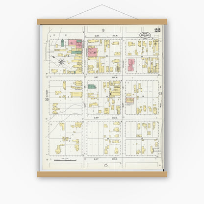 Old map wall art mockup — magnetic wood frame on white wall — Sanborn Fire Insurance Map from Ashland, Ashland County, Wisconsin (1901), Sheet #0022