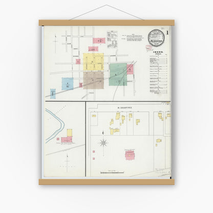Old map wall art mockup — magnetic wood frame on white wall — Sanborn Fire Insurance Map from Wilmington, Clinton County, Ohio (1895) - Complete Map Set