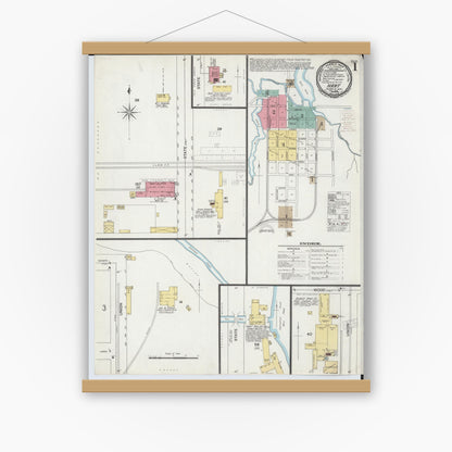 Old map wall art mockup — magnetic wood frame on white wall — Sanborn Fire Insurance Map from Hart, Oceana County, Michigan (1900) - Complete Map Set