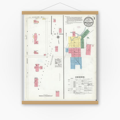 Old map wall art mockup — magnetic wood frame on white wall — Sanborn Fire Insurance Map from Mercersburg, Franklin County, Pennsylvania (1910) - Complete Map Set