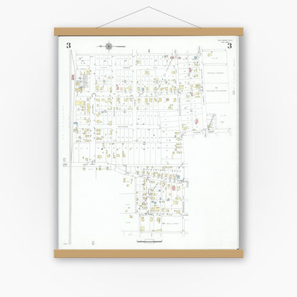 Old map wall art mockup — magnetic wood frame on white wall — Sanborn Fire Insurance Map from Baltimore, Fairfield County, Ohio (1946), Sheet #0003