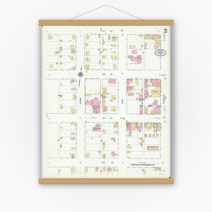 Old map wall art mockup — magnetic wood frame on white wall — Sanborn Fire Insurance Map from Chaska, Carver County, Minnesota (1911), Sheet #0002