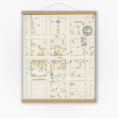 Old map wall art mockup — magnetic wood frame on white wall — Sanborn Fire Insurance Map from Zumbrota, Goodhue County, Minnesota (1890) - Complete Map Set