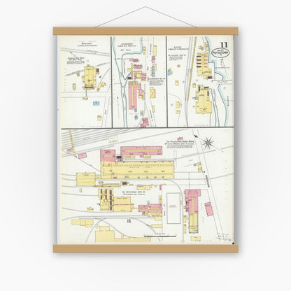 Old map wall art mockup — magnetic wood frame on white wall — Sanborn Fire Insurance Map from Pottstown, Montgomery County, Pennsylvania (1902), Sheet #0011