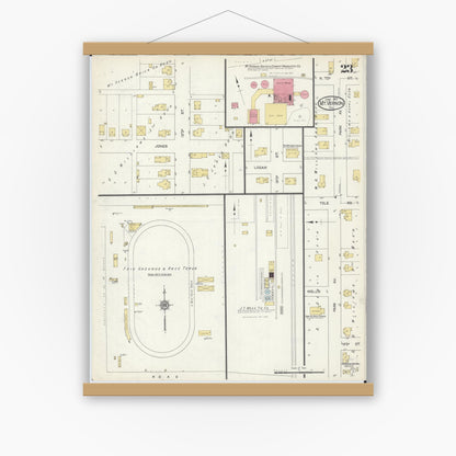 Old map wall art mockup — magnetic wood frame on white wall — Sanborn Fire Insurance Map from Mount Vernon, Jefferson County, Illinois (1913), Sheet #0023