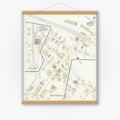 Old map wall art mockup — magnetic wood frame on white wall — Sanborn Fire Insurance Map from Cementon, Lehigh County, Pennsylvania (1911), Sheet #0002