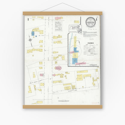 Old map wall art mockup — magnetic wood frame on white wall — Sanborn Fire Insurance Map from Sunderland, Franklin County, Massachusetts (1915), Sheet #0005