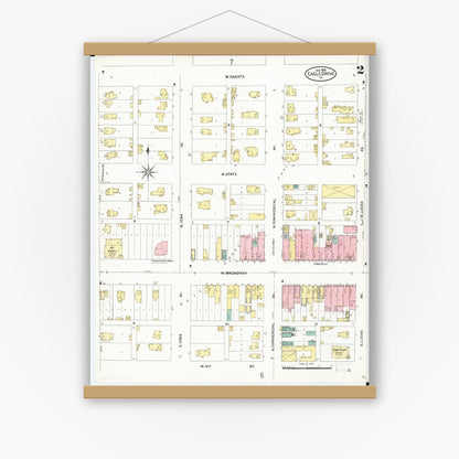 Old map wall art mockup — magnetic wood frame on white wall — Sanborn Fire Insurance Map from Eagle Grove, Wright County, Iowa (1906), Sheet #0002