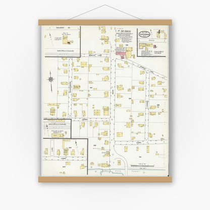 Old map wall art mockup — magnetic wood frame on white wall — Sanborn Fire Insurance Map from Hagaman, Montgomery County, New York (1911), Sheet #0004