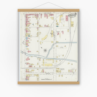 Old map wall art mockup — magnetic wood frame on white wall — Sanborn Fire Insurance Map from Shippensburg, Cumberland And Franklin Counties, Pennsylvania (1894), Sheet #0005