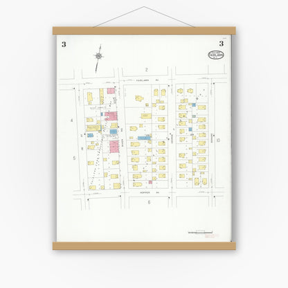 Old map wall art mockup — magnetic wood frame on white wall — Sanborn Fire Insurance Map from Fair Lawn, Bergen County, New Jersey (1929), Sheet #0003