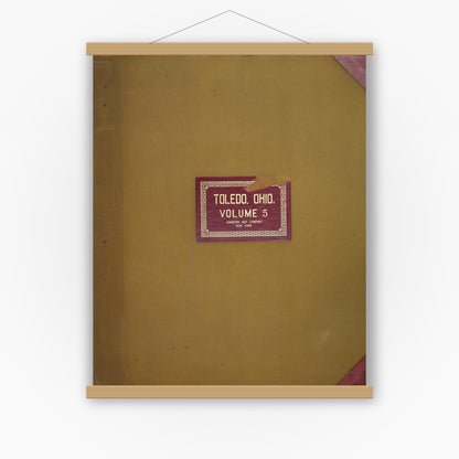 Old map wall art mockup — magnetic wood frame on white wall — Sanborn Fire Insurance Map from Toledo, Lucas County, Ohio (1950), Sheet #0001