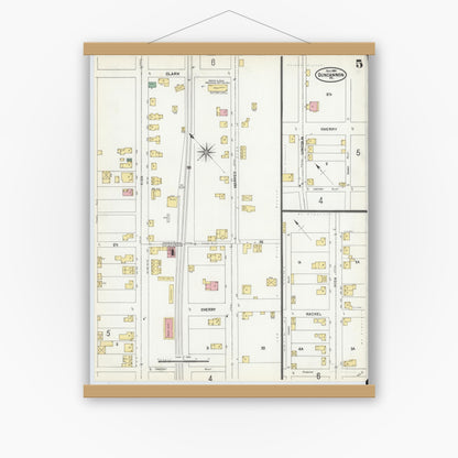 Old map wall art mockup — magnetic wood frame on white wall — Sanborn Fire Insurance Map from Duncannon, Perry County, Pennsylvania (1904), Sheet #0005