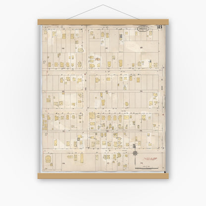 Old map wall art mockup — magnetic wood frame on white wall — Sanborn Fire Insurance Map from Calexico, Imperial County, California (1949), Sheet #0018