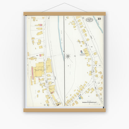 Old map wall art mockup — magnetic wood frame on white wall — Sanborn Fire Insurance Map from Pomeroy, Meigs County, Ohio (1908), Sheet #0010