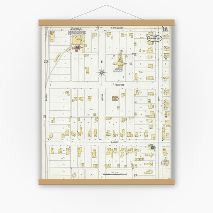 Old map wall art mockup — magnetic wood frame on white wall — Sanborn Fire Insurance Map from Fond du Lac, Fond du Lac County, Wisconsin (1898), Sheet #0018