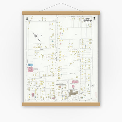 Old map wall art mockup — magnetic wood frame on white wall — Sanborn Fire Insurance Map from Hammonton, Atlantic County, New Jersey (1930), Sheet #0005