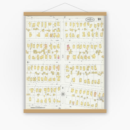 Old map wall art mockup — magnetic wood frame on white wall — Sanborn Fire Insurance Map from Fond du Lac, Fond du Lac County, Wisconsin (1902), Sheet #0018