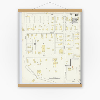 Old map wall art mockup — magnetic wood frame on white wall — Sanborn Fire Insurance Map from Escanaba, Delta County, Michigan (1913), Sheet #0035