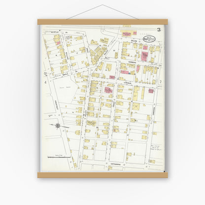 Old map wall art mockup — magnetic wood frame on white wall — Sanborn Fire Insurance Map from Marysville, Perry County, Pennsylvania (1911), Sheet #0003