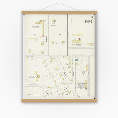 Old map wall art mockup — magnetic wood frame on white wall — Sanborn Fire Insurance Map from Leipsic, Putnam County, Ohio (1893), Sheet #0002