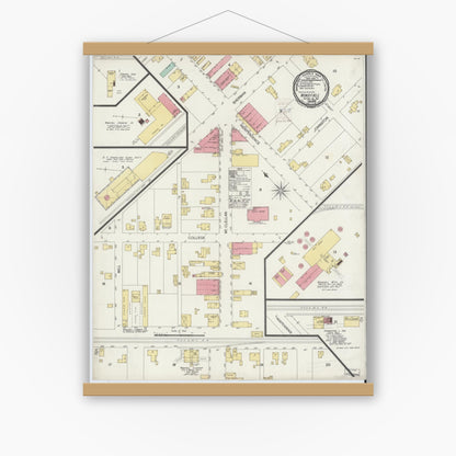 Old map wall art mockup — magnetic wood frame on white wall — Sanborn Fire Insurance Map from Windfall, Tipton County, Indiana (1900), Sheet #0001