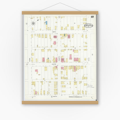 Old map wall art mockup — magnetic wood frame on white wall — Sanborn Fire Insurance Map from Mauch Chunk, Carbon County, Pennsylvania (1908), Sheet #0010