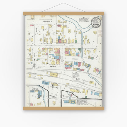 Old map wall art mockup — magnetic wood frame on white wall — Sanborn Fire Insurance Map from Mazomanie, Dane County, Wisconsin (1899), Sheet #0001