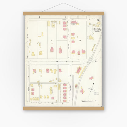 Old map wall art mockup — magnetic wood frame on white wall — Sanborn Fire Insurance Map from Beaver, Beaver County, Pennsylvania (1906), Sheet #0002