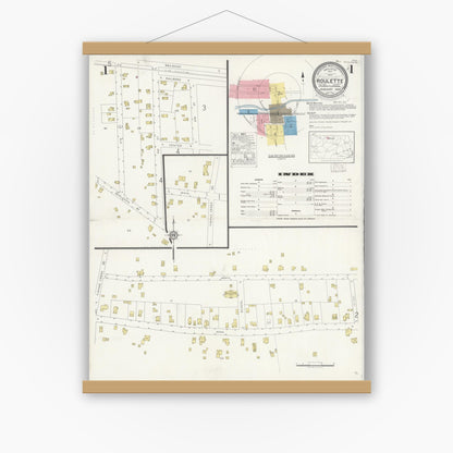 Old map wall art mockup — magnetic wood frame on white wall — Sanborn Fire Insurance Map from Roulette, Potter County, Pennsylvania (1930) - Complete Map Set