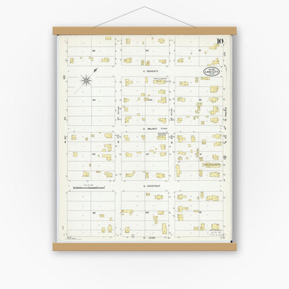 Old map wall art mockup — magnetic wood frame on white wall — Sanborn Fire Insurance Map from Lake City, Wabasha County, Minnesota (1909), Sheet #0010