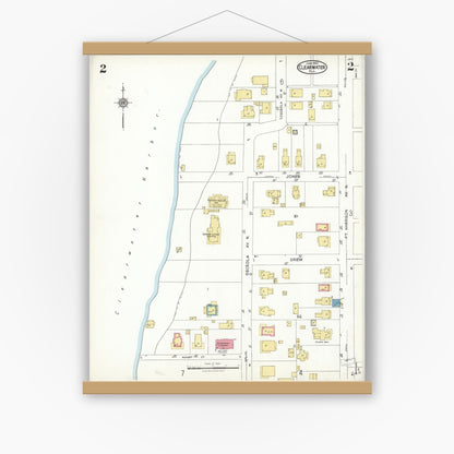 Old map wall art mockup — magnetic wood frame on white wall — Sanborn Fire Insurance Map from Clearwater, Pinellas County, Florida (1923), Sheet #0002