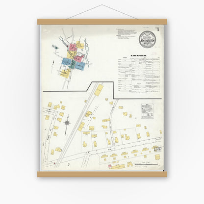 Old map wall art mockup — magnetic wood frame on white wall — Sanborn Fire Insurance Map from North Easton, Bristol County, Massachusetts (1911) - Complete Map Set