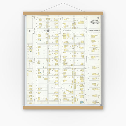 Old map wall art mockup — magnetic wood frame on white wall — Sanborn Fire Insurance Map from Gibsonburg, Sandusky County, Ohio (1910), Sheet #0002