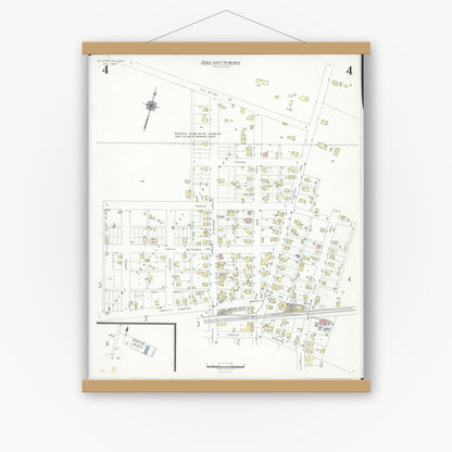 Old map wall art mockup — magnetic wood frame on white wall — Sanborn Fire Insurance Map from Mount Sterling, Madison County, Ohio (1940), Sheet #0004