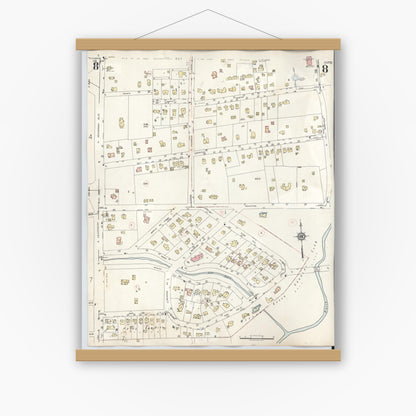 Old map wall art mockup — magnetic wood frame on white wall — Sanborn Fire Insurance Map from Kilgore, Gregg County, Texas (1950), Sheet #0008